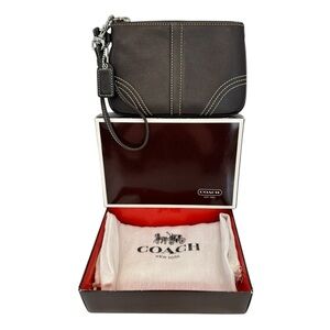 Coach Vintage Soho Chocolate Brown Leather Wristlet with Coach Box and Dust Bag